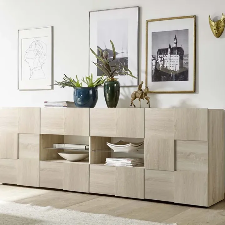 Madia 241x84h cm 2 ante 4 cassetti moderna rovere samoa Obsession