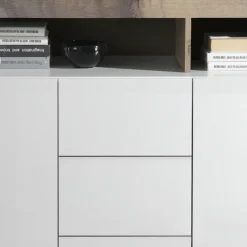 Madia 146x93h cm 2 ante 3 cassetti moderna bianco lucido pero Invictus