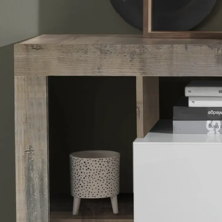 Madia 146x93h cm 2 ante 3 cassetti moderna bianco lucido pero Invictus