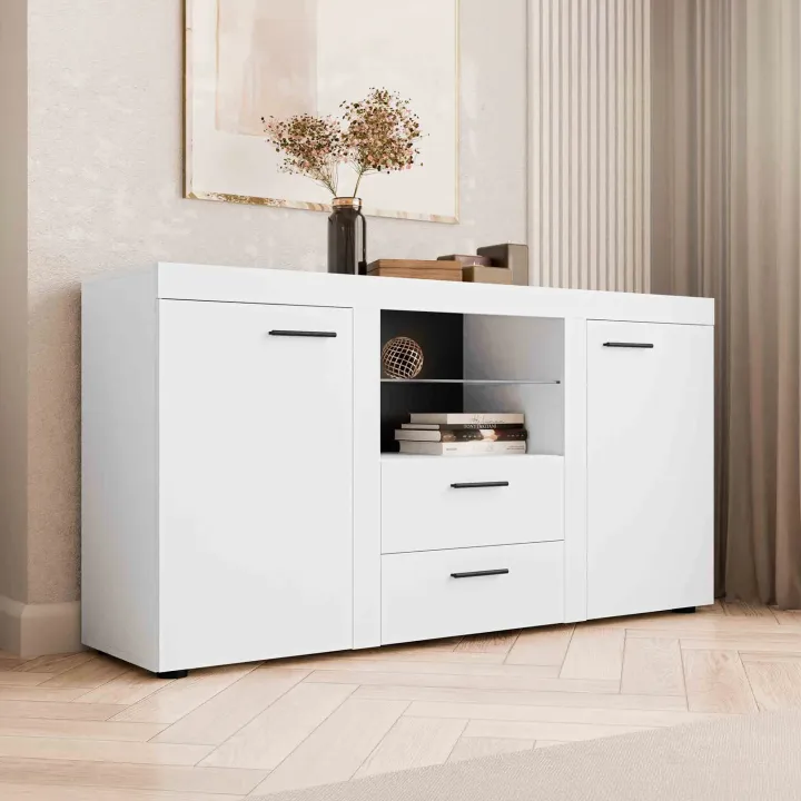Madia 157x82h cm 2 ante 2 cassetti moderna bianco Haarlem