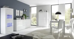 Madia 210x86h cm 2 ante 3 cassetti moderna bianco lucido Eternity