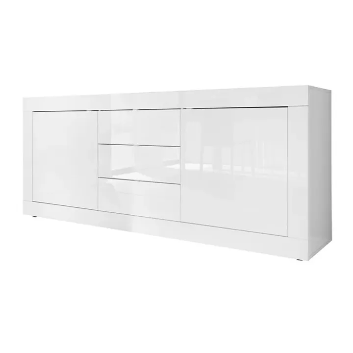 Madia 210x86h cm 2 ante 3 cassetti moderna bianco lucido Eternity