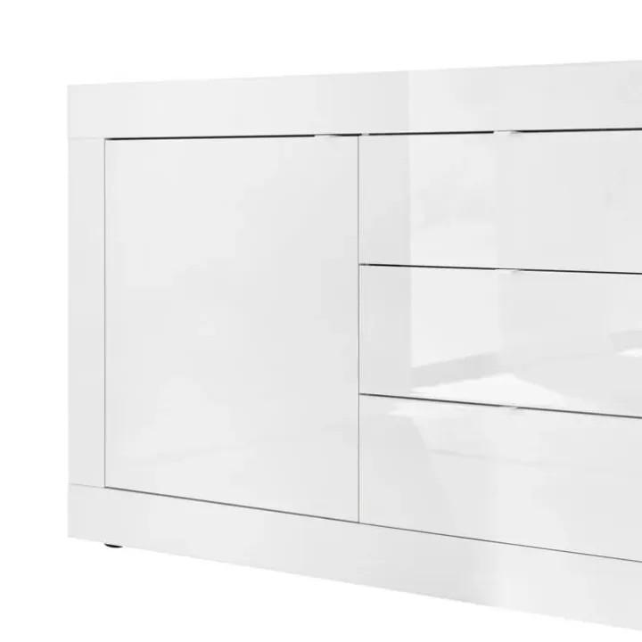 Madia 210x86h cm 2 ante 3 cassetti moderna bianco lucido Eternity