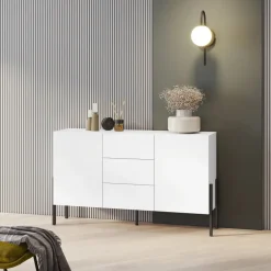 Madia 150x90h cm 2 ante 3 cassetti moderna bianco Simple