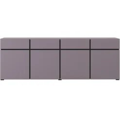 Madia 225x78h cm 4 ante 4 cassetti moderna lilla nero Lolla