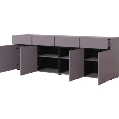 Madia 225x78h cm 4 ante 4 cassetti moderna lilla nero Lolla