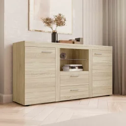 Madia 157x82h cm 2 ante 2 cassetti moderna rovere chiaro Haarlem