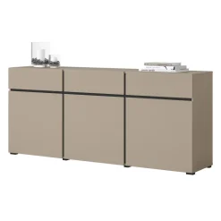 Madia 180x78h cm 3 ante 3 cassetti moderna tortora nero Lolla