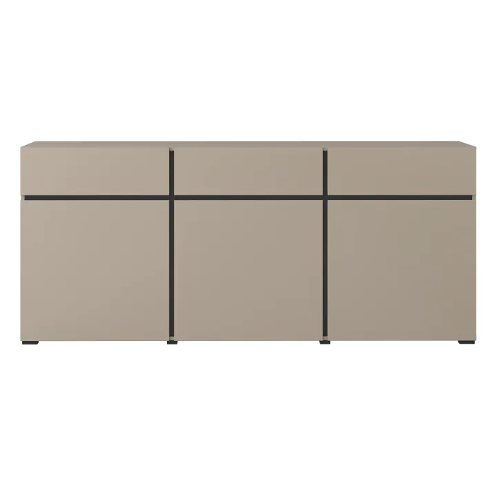 Madia 180x78h cm 3 ante 3 cassetti moderna tortora nero Lolla