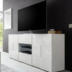 Madia 181x84h cm 2 ante 2 cassetti moderna bianco lucido Obsession