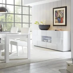 Madia 181x84h cm 2 ante 2 cassetti moderna bianco lucido Obsession