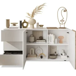Madia 181x86h cm 2 ante 3 cassetti moderna bianco lucido rovere Universal