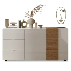 Madia 181x86h cm 2 ante 3 cassetti moderna bianco lucido rovere Universal