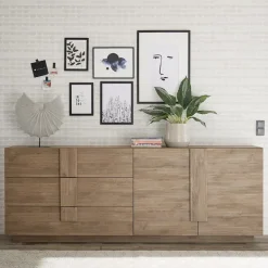 Madia 241x90h cm 2 ante 3 cassetti moderna rovere scuro Alvarez