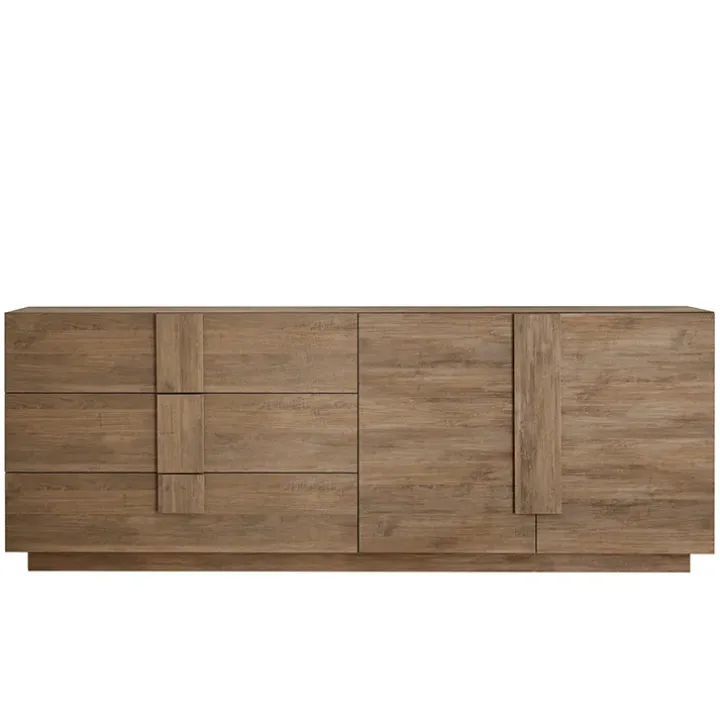 Madia 241x90h cm 2 ante 3 cassetti moderna rovere scuro Alvarez