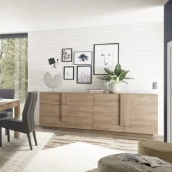 Madia 241x90h cm 2 ante 3 cassetti moderna rovere scuro Alvarez