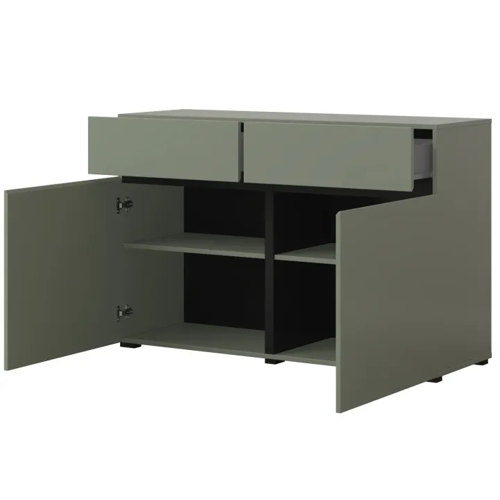 Madia 120x78h cm 2 ante 2 cassetti moderna verde nero Lolla
