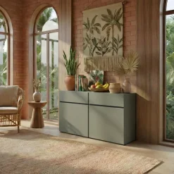 Madia 120x78h cm 2 ante 2 cassetti moderna verde nero Lolla