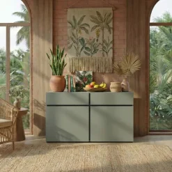 Madia 120x78h cm 2 ante 2 cassetti moderna verde nero Lolla