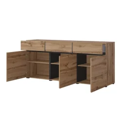 Madia 180x78h cm 3 ante 3 cassetti moderna rovere nero Lolla