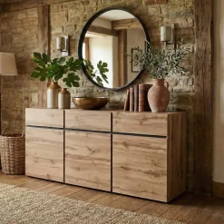 Madia 180x78h cm 3 ante 3 cassetti moderna rovere nero Lolla