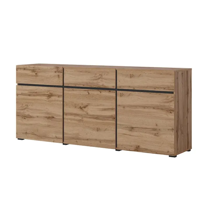 Madia 180x78h cm 3 ante 3 cassetti moderna rovere nero Lolla