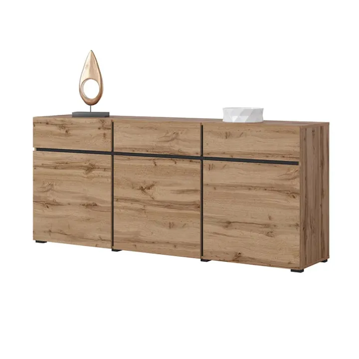 Madia 180x78h cm 3 ante 3 cassetti moderna rovere nero Lolla