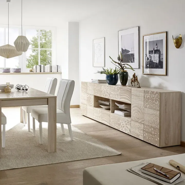Madia 241x84h cm 2 ante 4 cassetti moderna rovere samoa Paradise