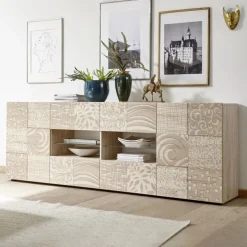 Madia 241x84h cm 2 ante 4 cassetti moderna rovere samoa Paradise