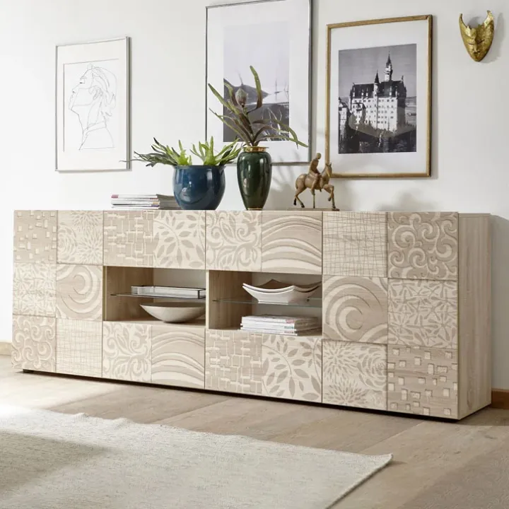 Madia 241x84h cm 2 ante 4 cassetti moderna rovere samoa Paradise