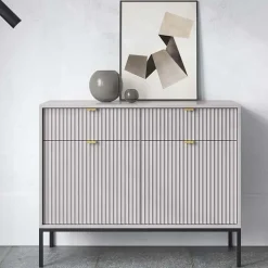 Madia 104x83h cm 2 ante 2 cassetti moderna grigio Alisa