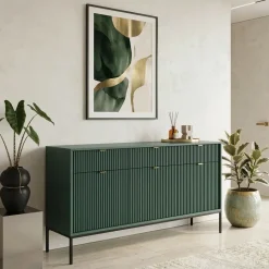 Madia 154x83h cm 3 ante 3 cassetti moderna verde Alisa