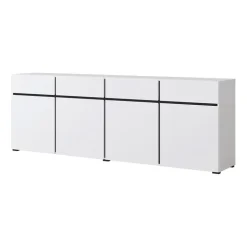 Madia 225x78h cm 4 ante 4 cassetti moderna bianco opaco nero Lolla
