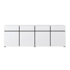Madia 225x78h cm 4 ante 4 cassetti moderna bianco opaco nero Lolla