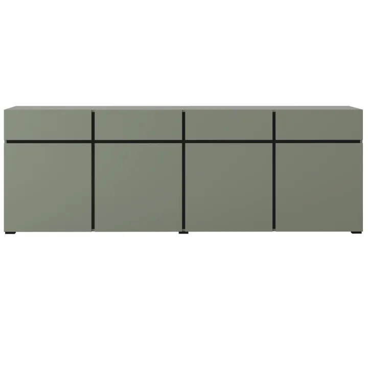 Madia 225x78h cm 4 ante 4 cassetti moderna verde nero Lolla