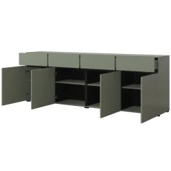 Madia 225x78h cm 4 ante 4 cassetti moderna verde nero Lolla