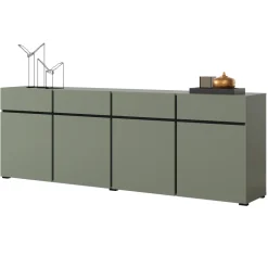 Madia 225x78h cm 4 ante 4 cassetti moderna verde nero Lolla