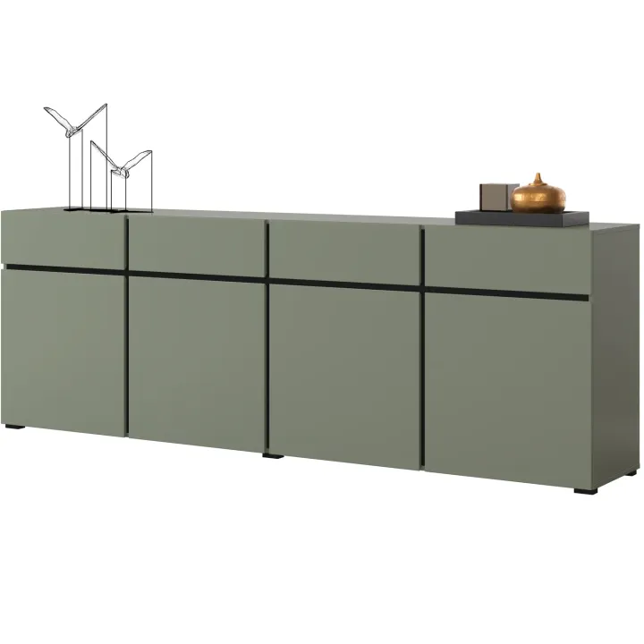 Madia 225x78h cm 4 ante 4 cassetti moderna verde nero Lolla