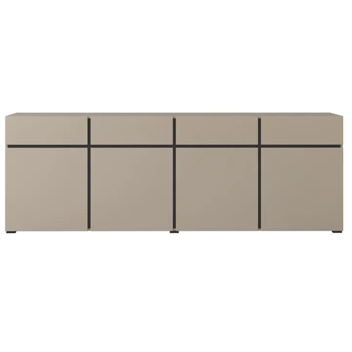 Madia 225x78h cm 4 ante 4 cassetti moderna tortora nero Lolla