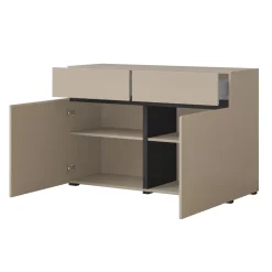 Madia 120x78h cm 2 ante 2 cassetti moderna tortora nero Lolla