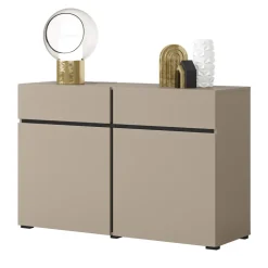 Madia 120x78h cm 2 ante 2 cassetti moderna tortora nero Lolla