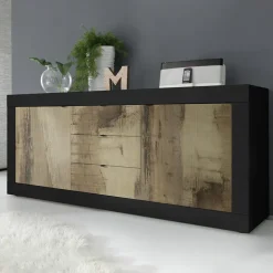 Madia 210x86h cm 2 ante 3 cassetti moderna nero pero Eternity
