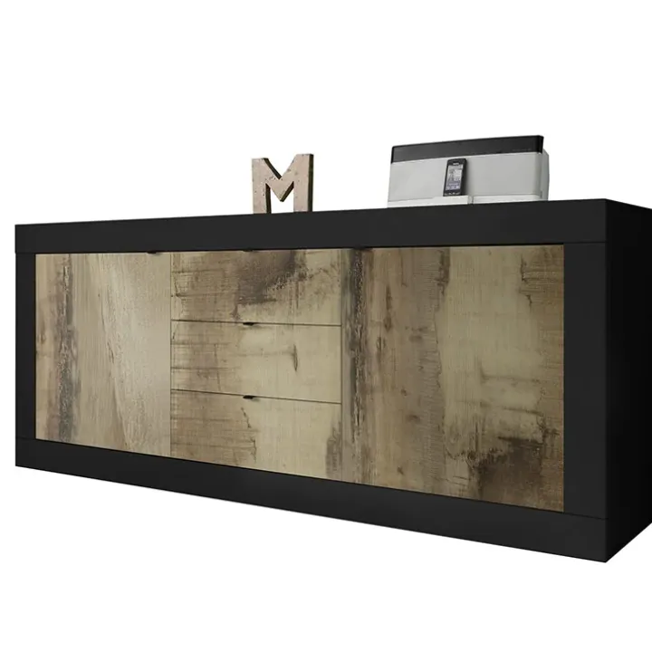 Madia 210x86h cm 2 ante 3 cassetti moderna nero pero Eternity