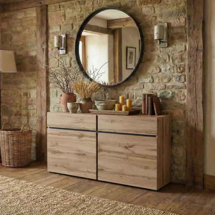 Madia 120x78h cm 2 ante 2 cassetti moderna rovere nero Lolla