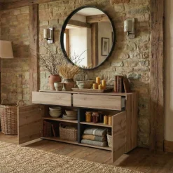 Madia 120x78h cm 2 ante 2 cassetti moderna rovere nero Lolla
