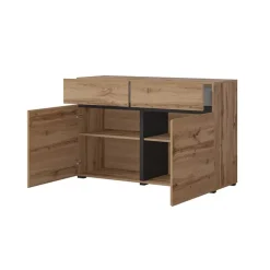 Madia 120x78h cm 2 ante 2 cassetti moderna rovere nero Lolla