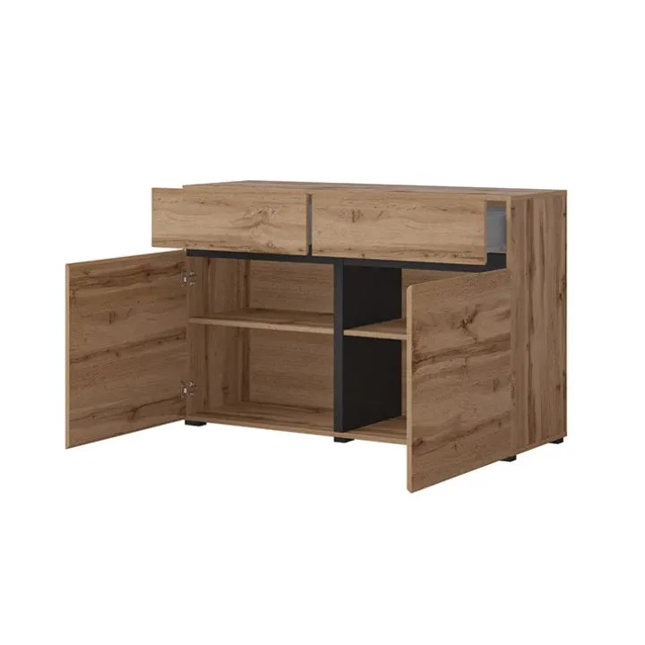 Madia 120x78h cm 2 ante 2 cassetti moderna rovere nero Lolla