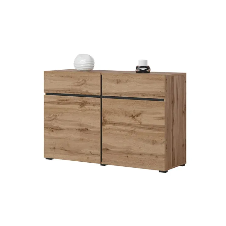 Madia 120x78h cm 2 ante 2 cassetti moderna rovere nero Lolla