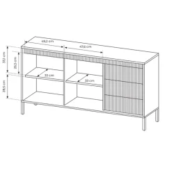 Madia 154x82h cm 2 ante 3 cassetti nero opaco cannettato Ciar