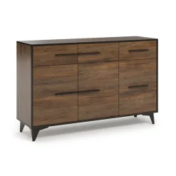 Madia 135x86h cm 3 ante 3 cassetti noce Line